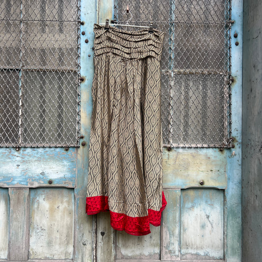 Vintage Silk Pleated Top Skirt - H