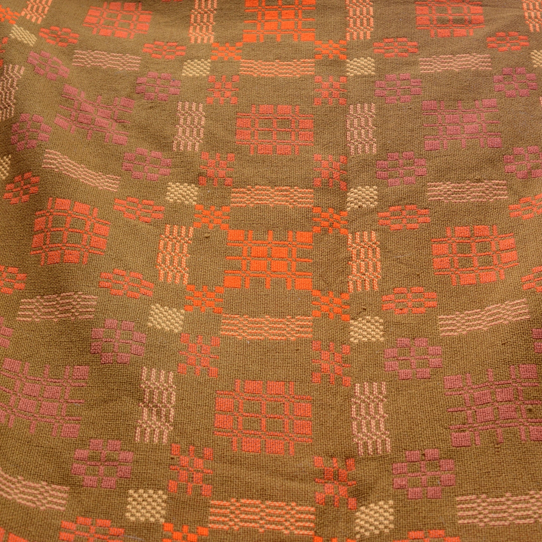 Burnt Orange Welsh Blanket Bedspread - Merion Mill 1960’s - 2.5m by 2.5m