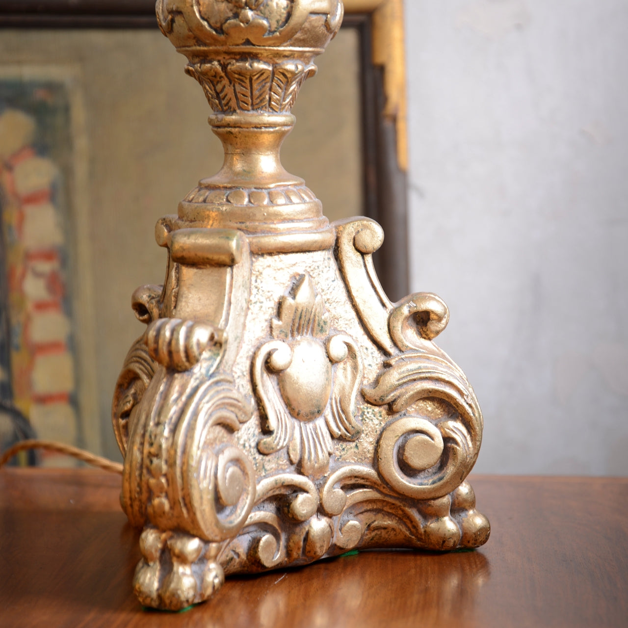 Italian Gilt Alter Candlestick Table Lamp- 1950’s