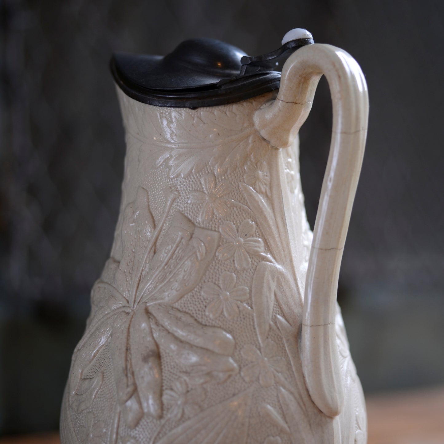 Dudson relief Tiger Lily Creamware Pitcher