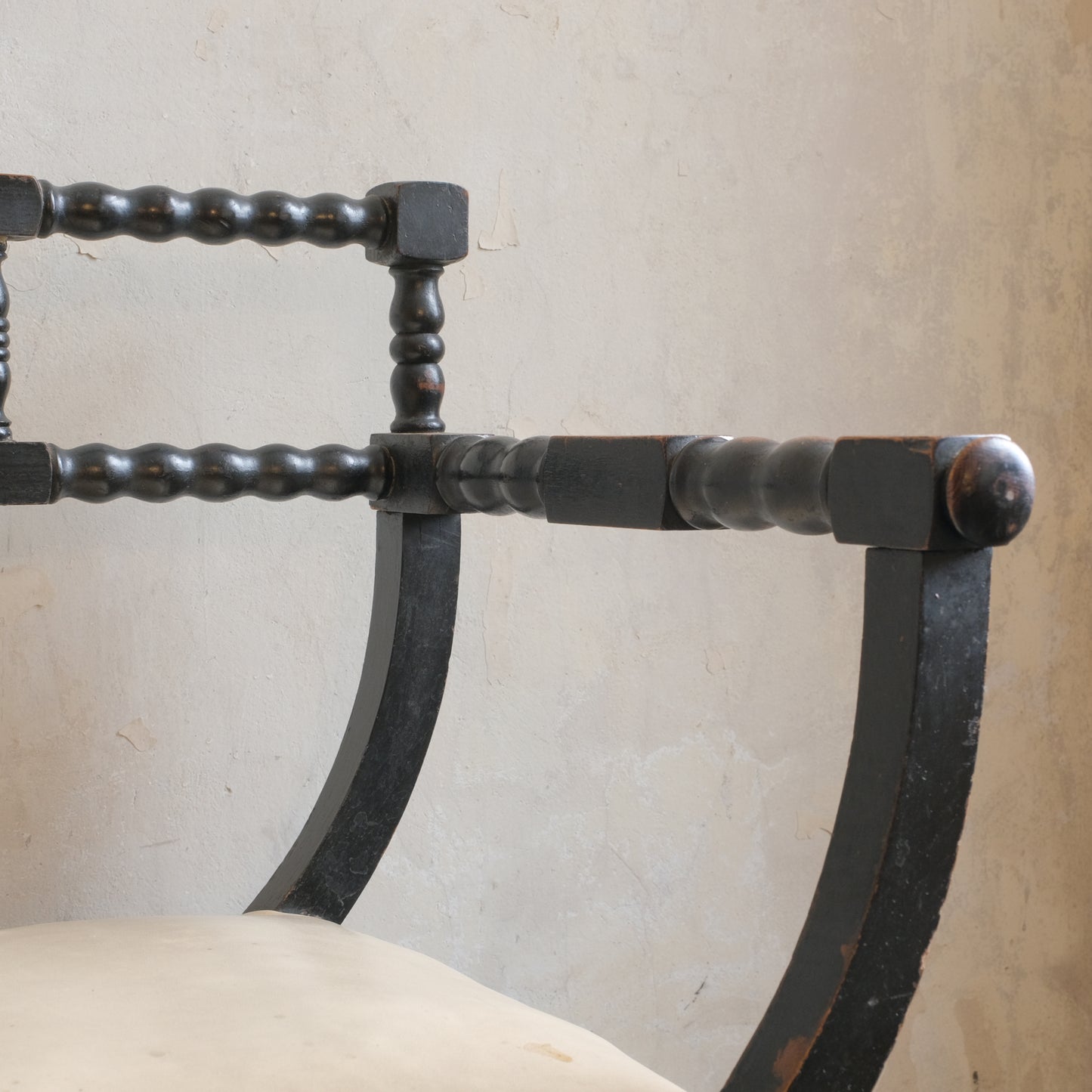 Ebonised x-Frame Bobbin Chair