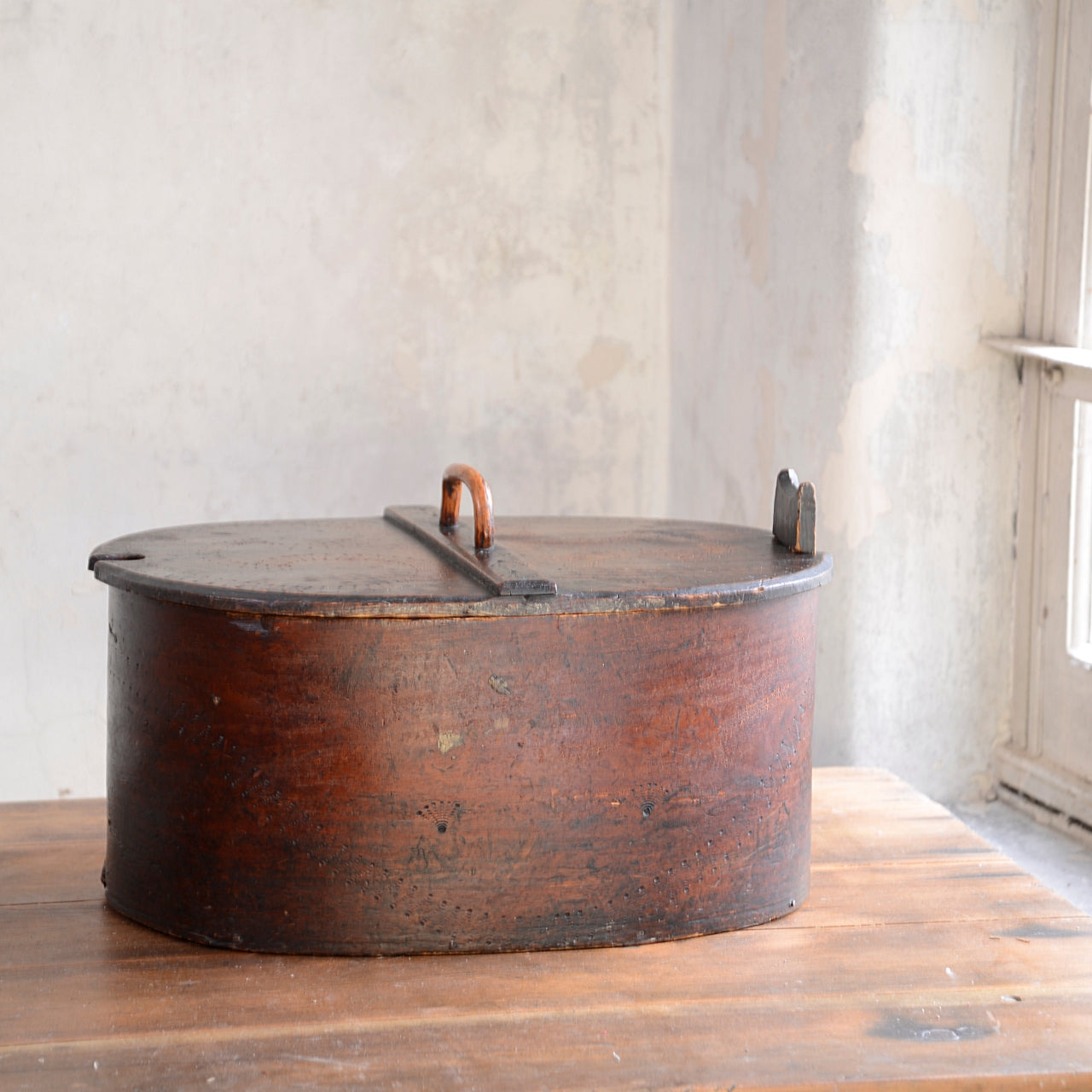 19thC Scandinavian Folk Art Tine Bentwood Box