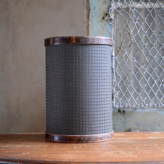 1950's Embossed Cardboard Waste paper Bin with Steamed Wood Banding