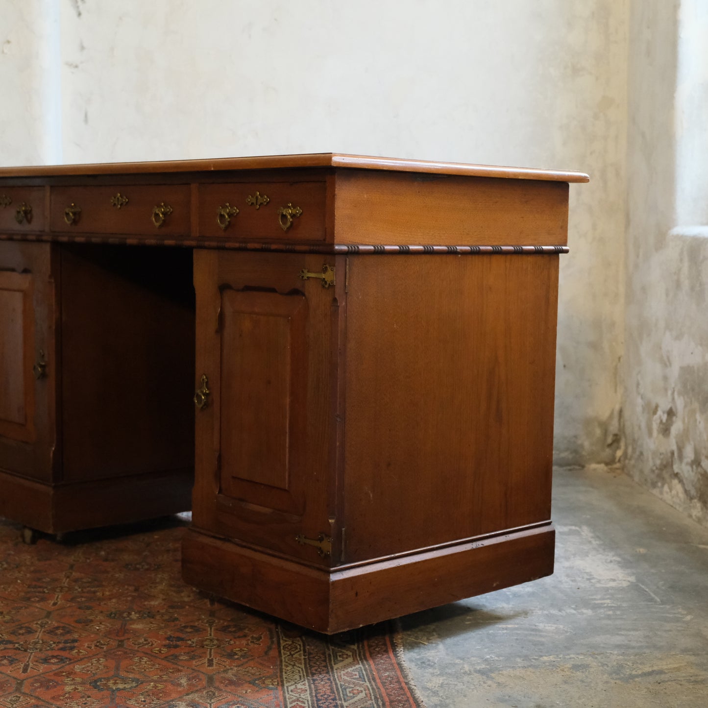 Antique Gothic Revival Mahogany Pedestal Desk