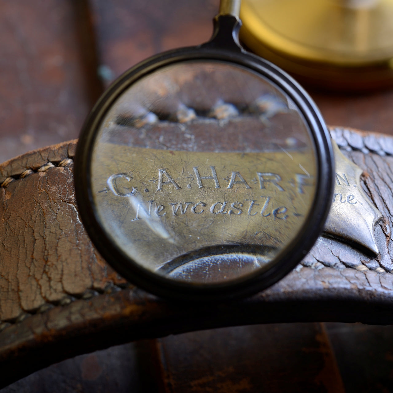 19thC Leather Top Hat Box