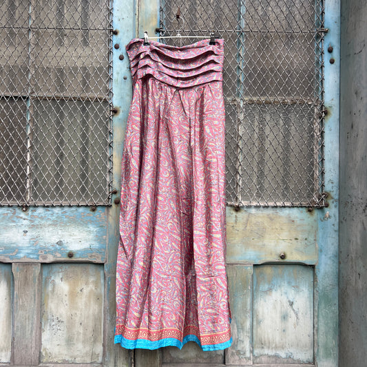 Vintage Silk Pleated Top Skirt - P