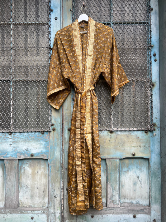 Long Vintage Silk Kimono - S