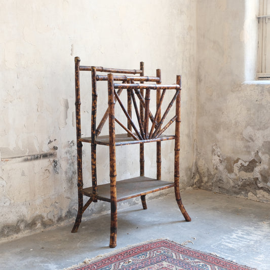 19thC Tortoiseshell Bamboo Magazine Book Rack