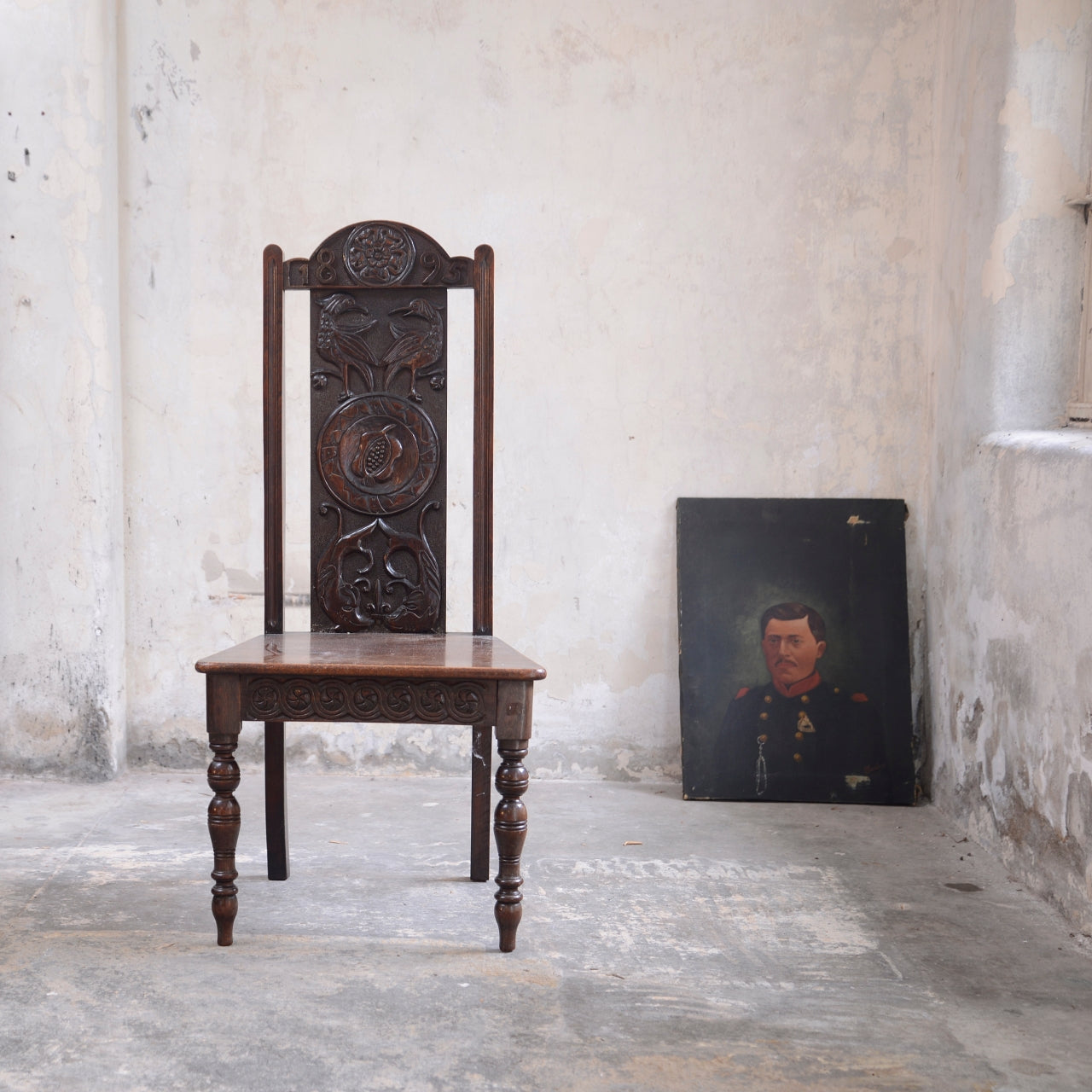 Highly Carved Hall Chair c1895