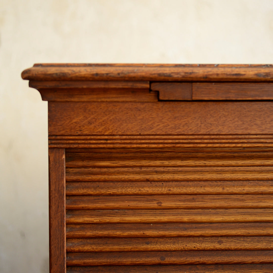 Quality 1920’s Tambour Front Oak Bookcase Cabinet