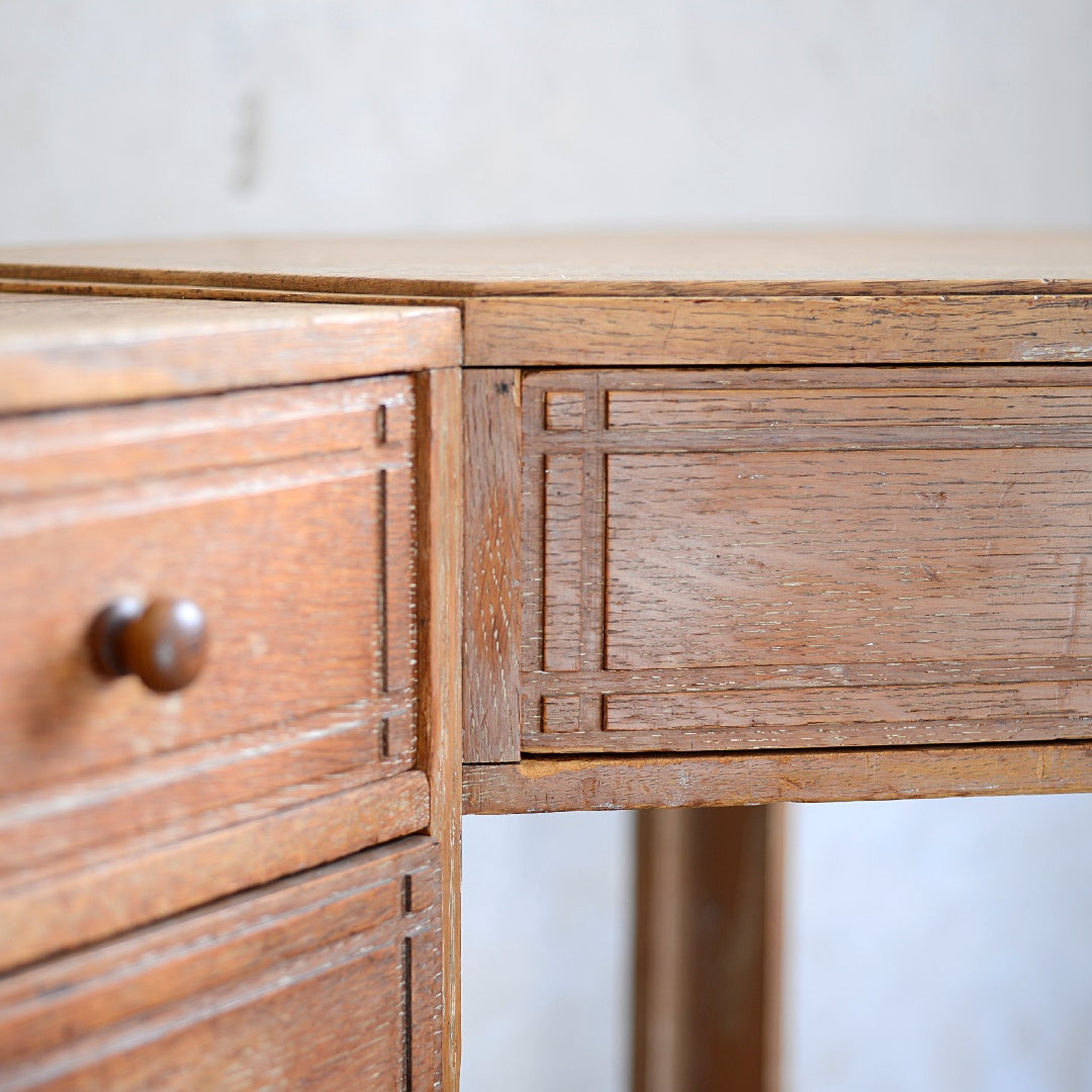 Heals 1930's Limed Oak Corner Desk