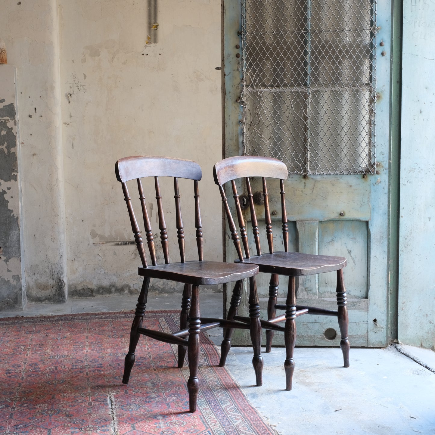 Pair Farmhouse Kitchen Chairs