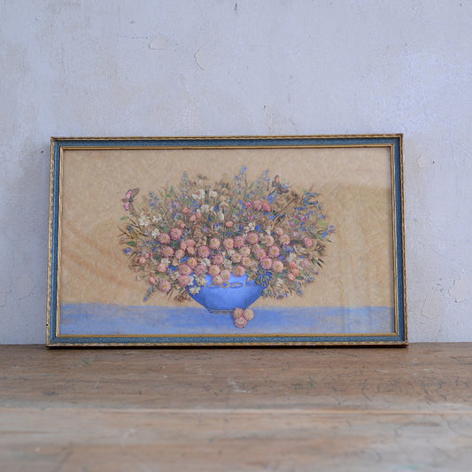 Dried Flowers Still Life under Glass - 1920's