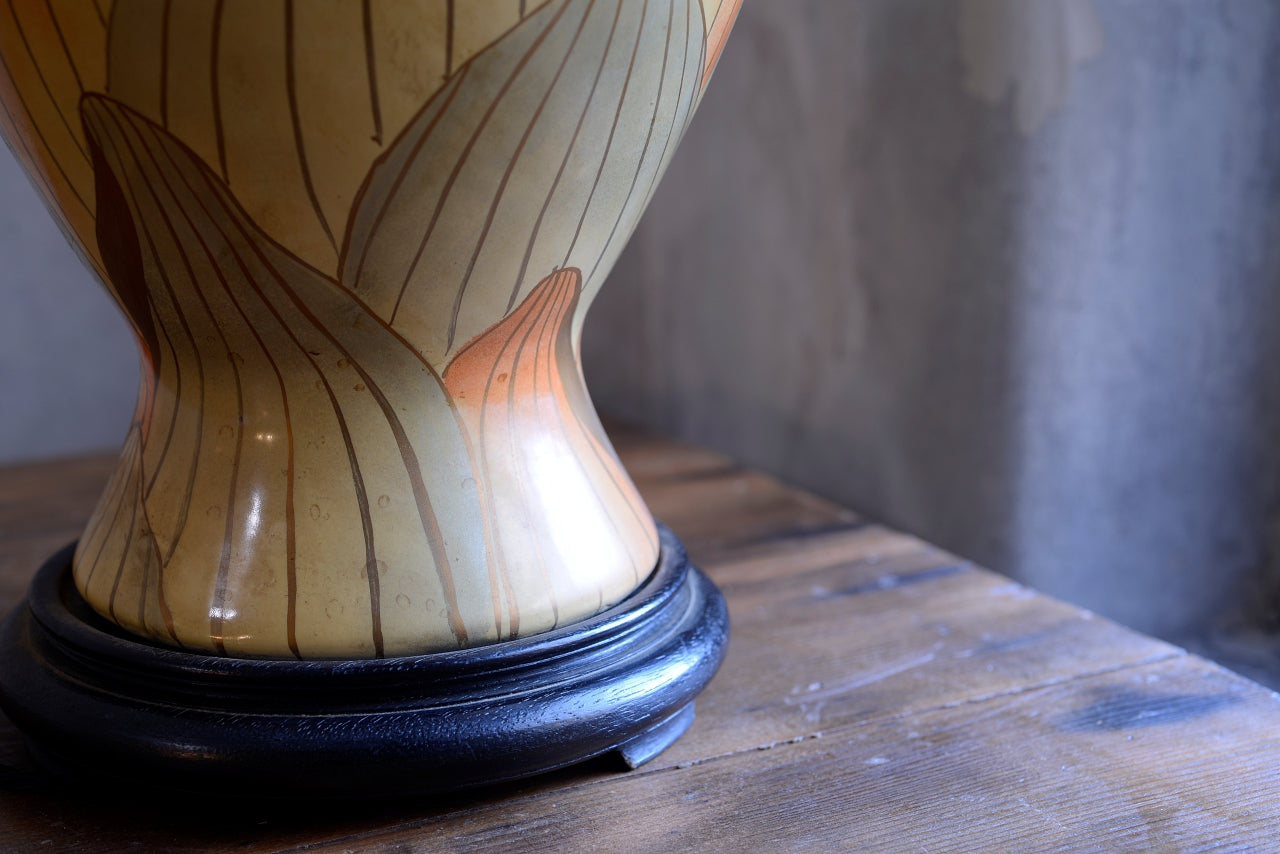 Pair of Yellow and Orange Urn Table Lamps