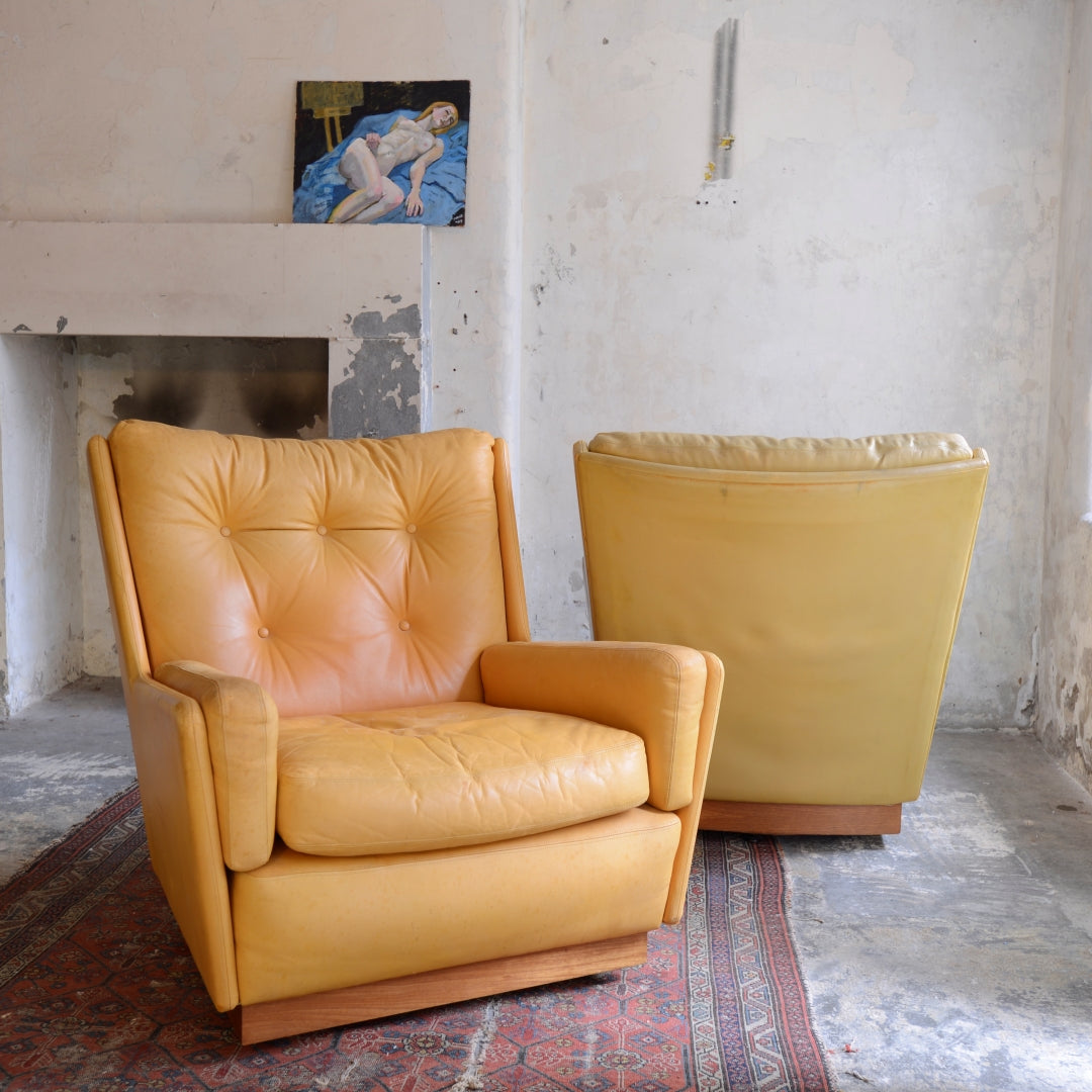 Pair of Leather Swivel Chairs