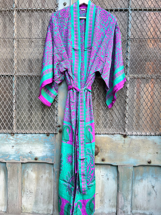 Long Vintage Silk Kimono - E