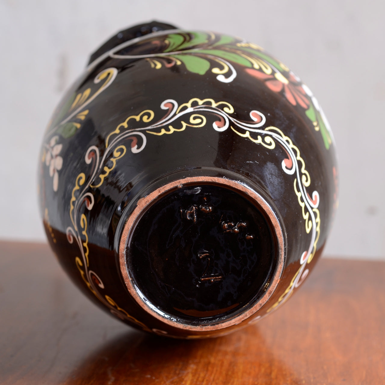 Hungarian Folk Art Slipware Twin Handled Vase