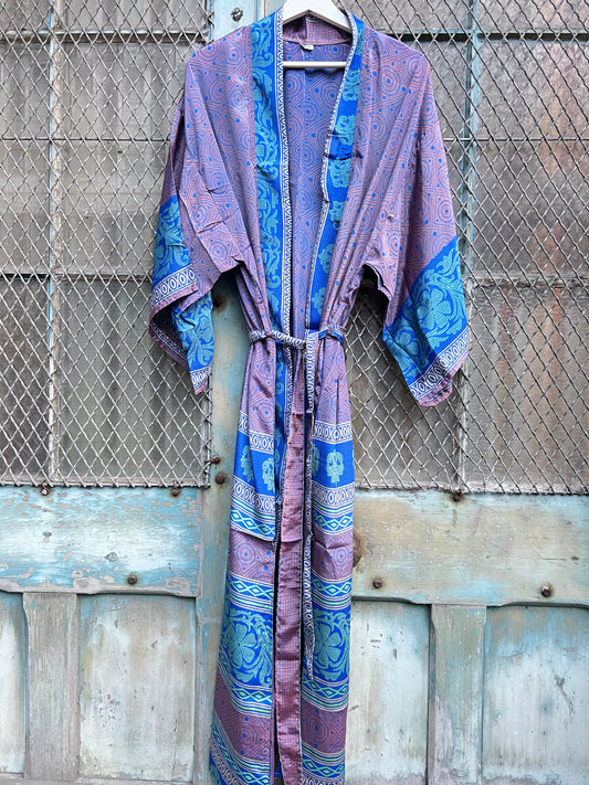 Long Vintage Silk Kimono - C