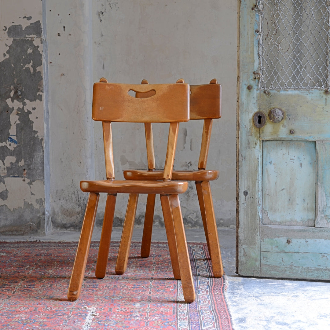 Pair early 20thC Brutalist Side Chairs - Imperial Rattan Co, Canada