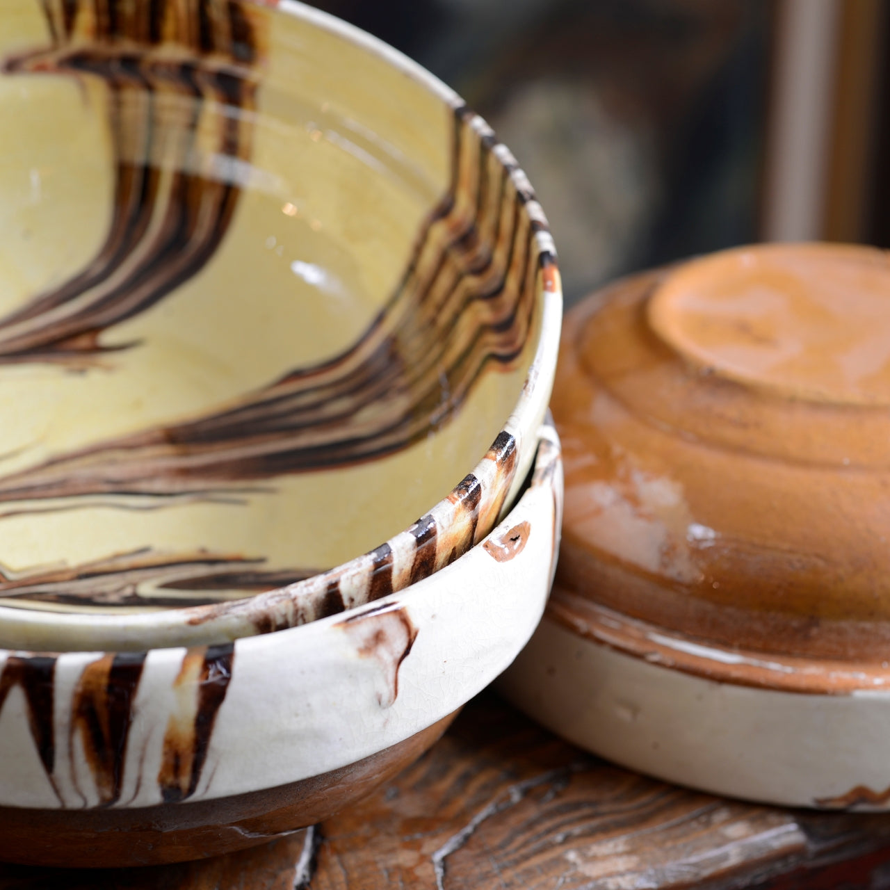 Three Hungarian Folk Art Slipware Bowls