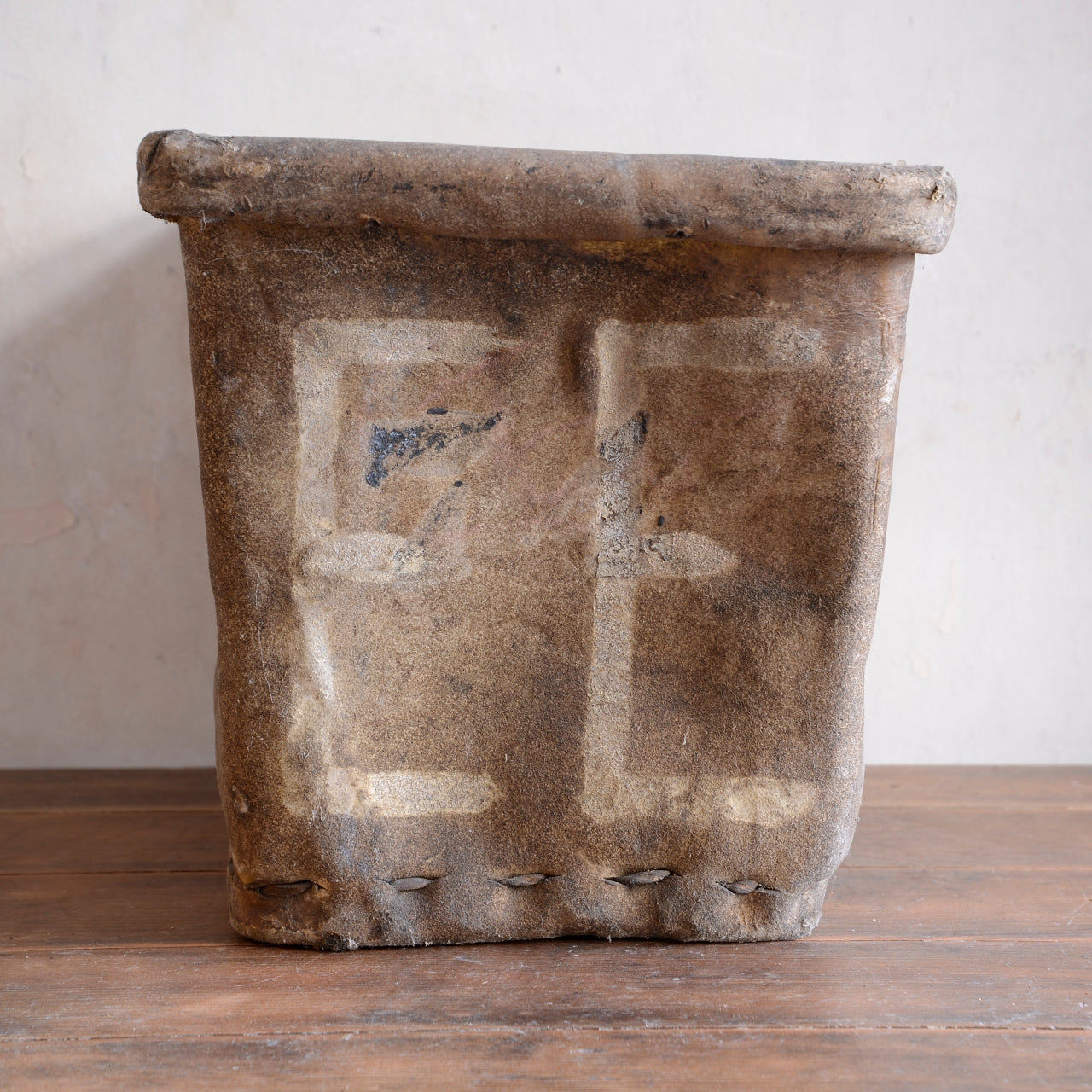 19th Century Buffalo Rawhide Mill Bucket - No 74/EE