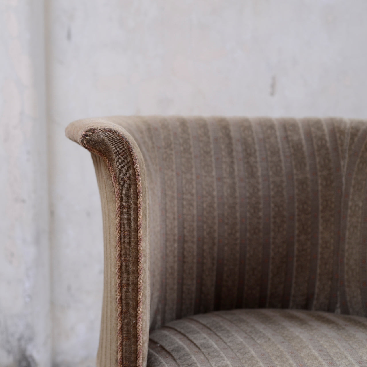 19thC Upholstered Tub Chair - Flared top edge