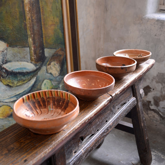 Four Hungarian Folk Art Slipware Bowls