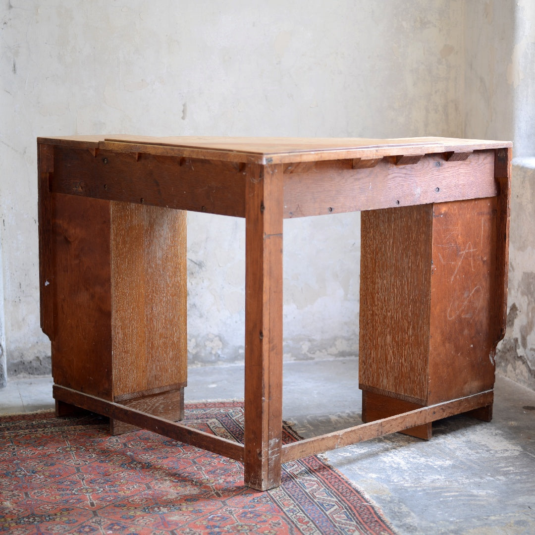 Heals 1930's Limed Oak Corner Desk