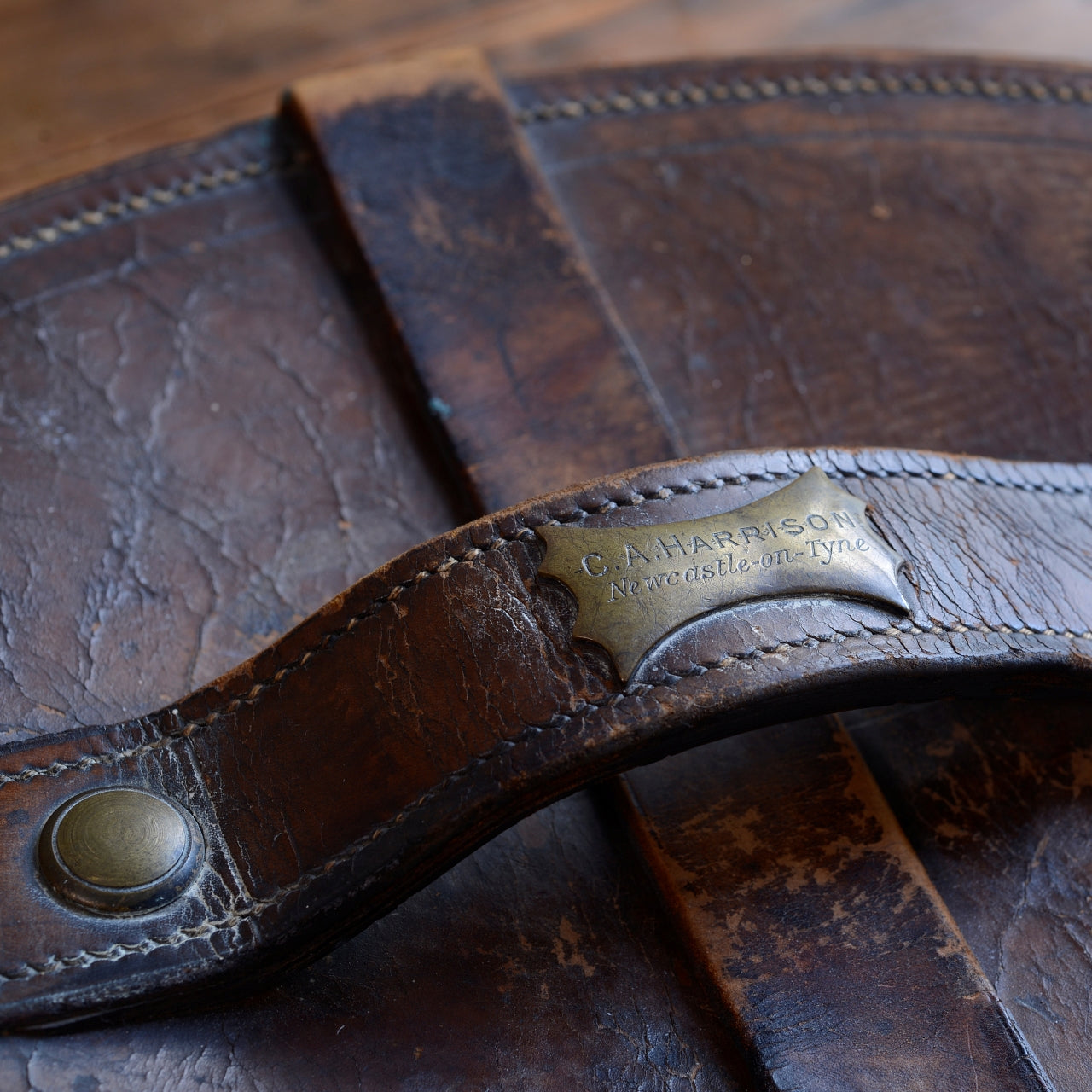 19thC Leather Top Hat Box