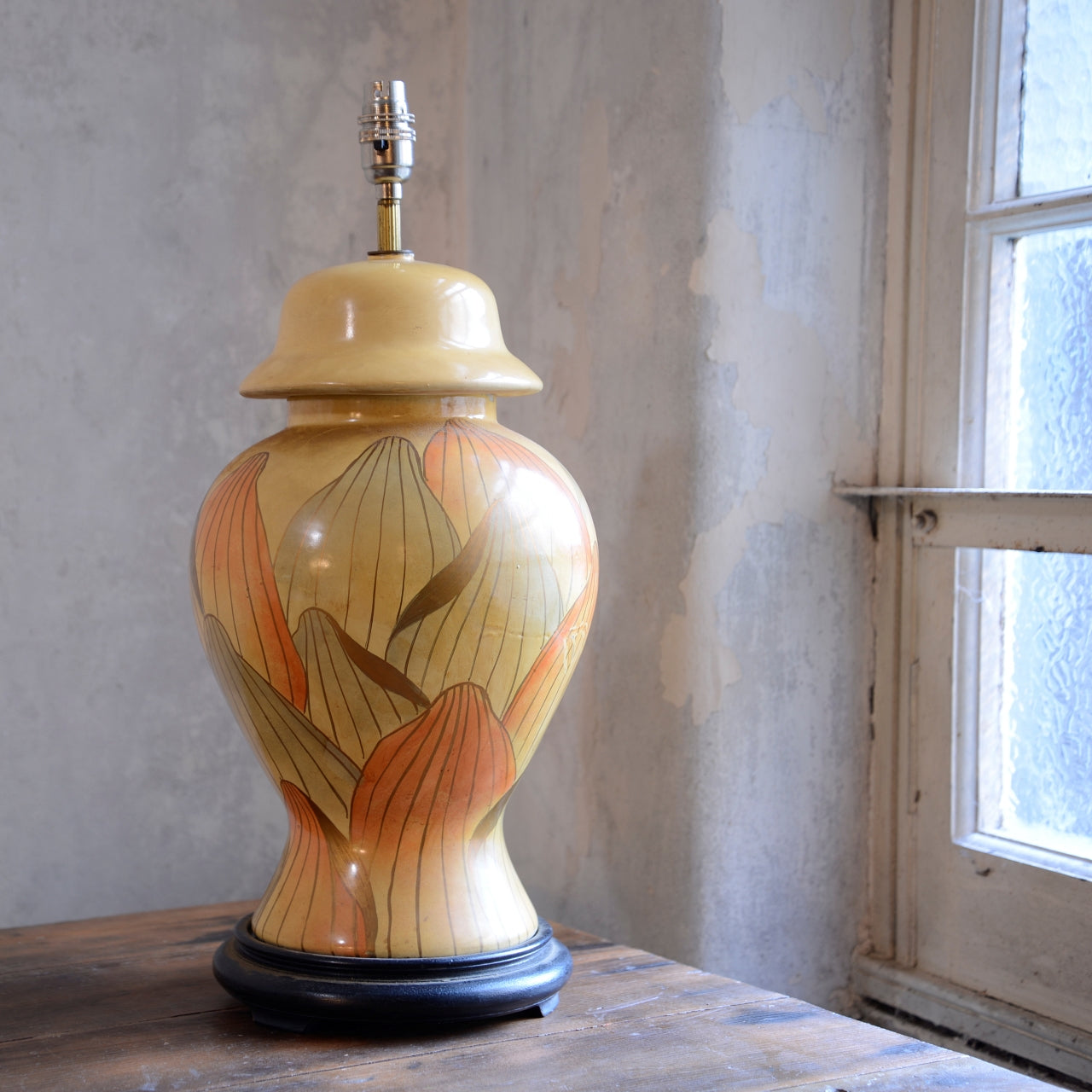 Pair of Yellow and Orange Urn Table Lamps