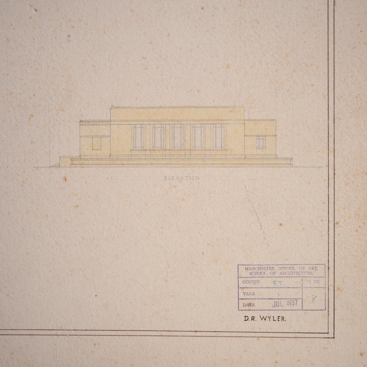 Manchester School of Art and Architecture - 1930’s Original Drawings with Watercolour wash.