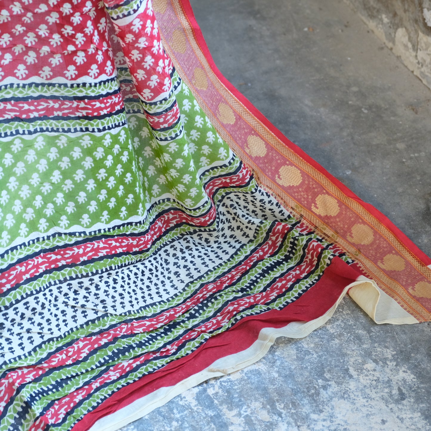 Vintage Cotton Saree Fabric - No 4