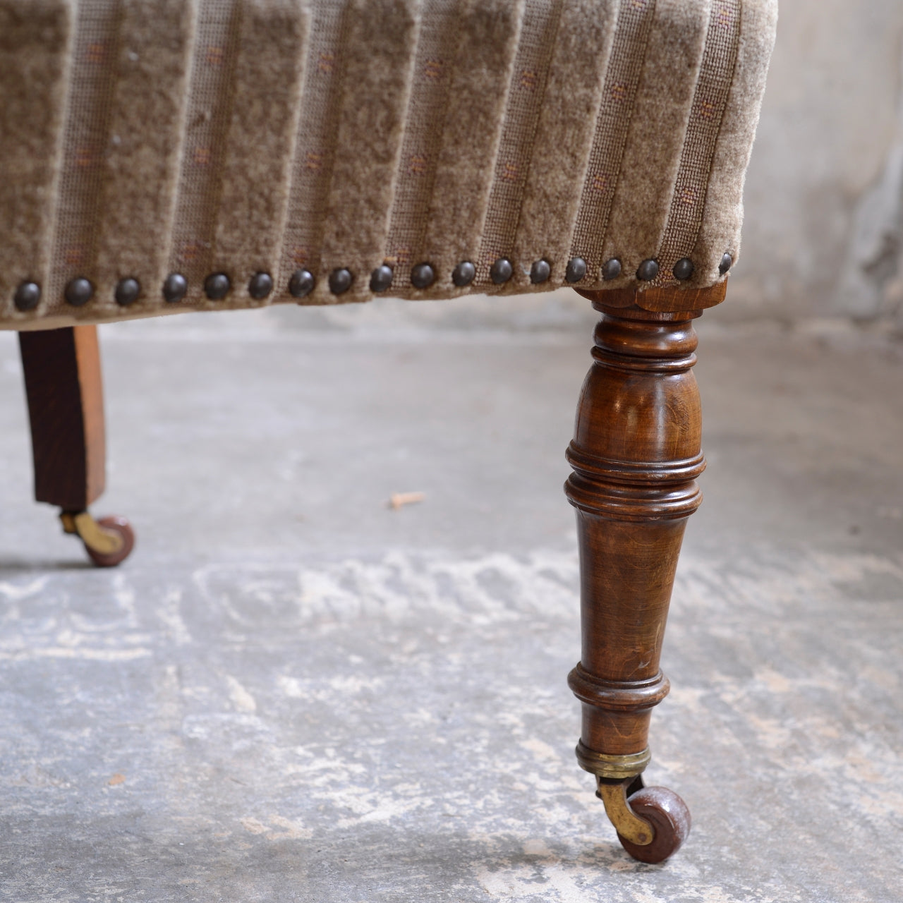 19thC Upholstered Tub Chair - Flared top edge