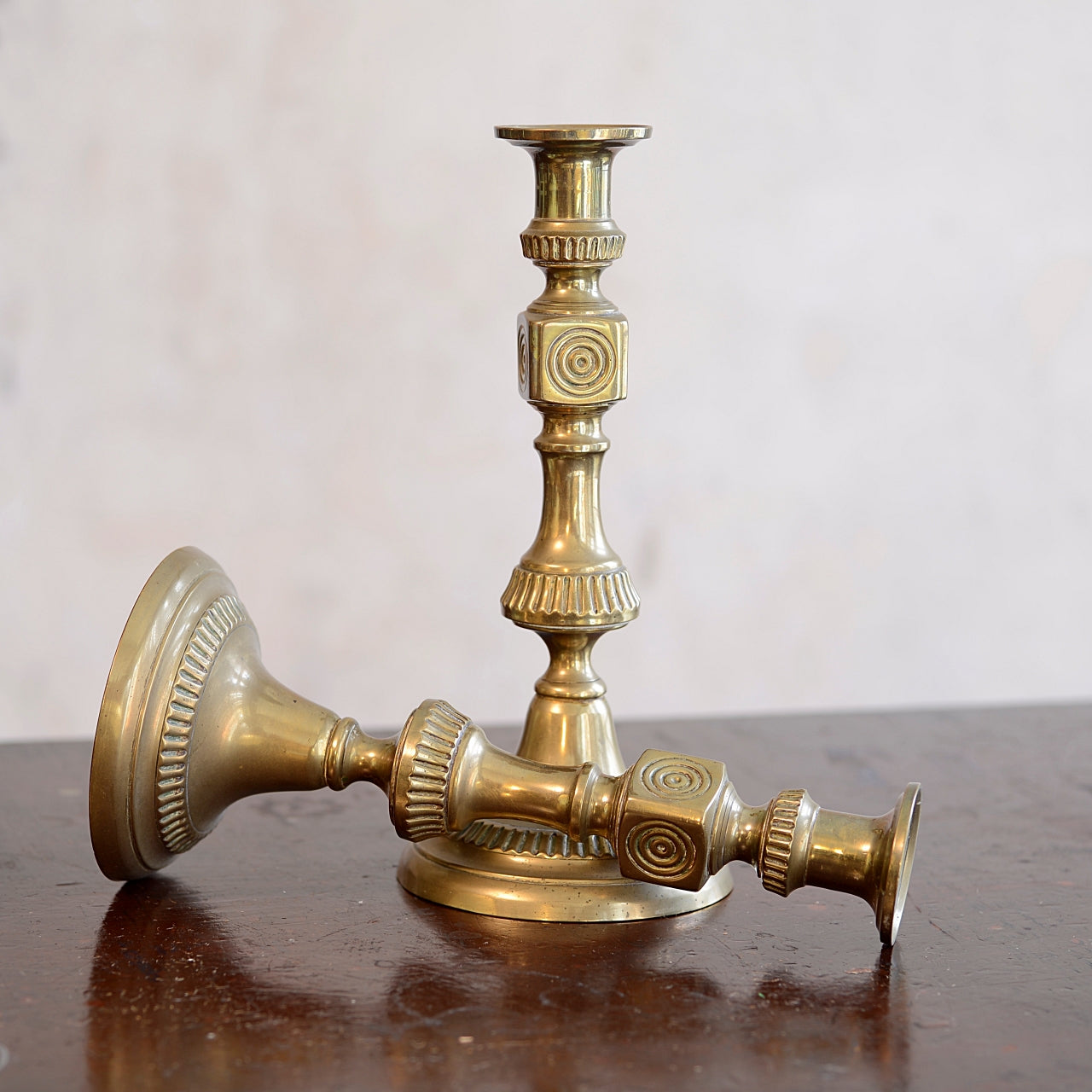 Pair 19thC Brass Candlesticks