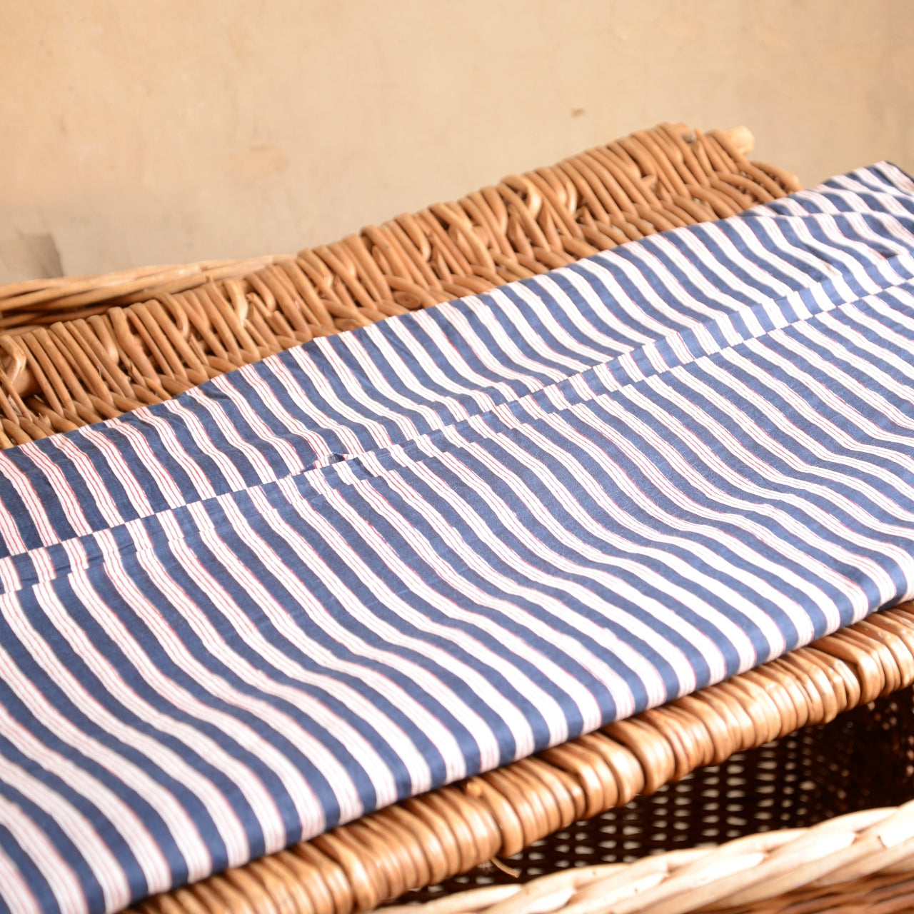 Block Print Cotton Fabric - Navy Stripes