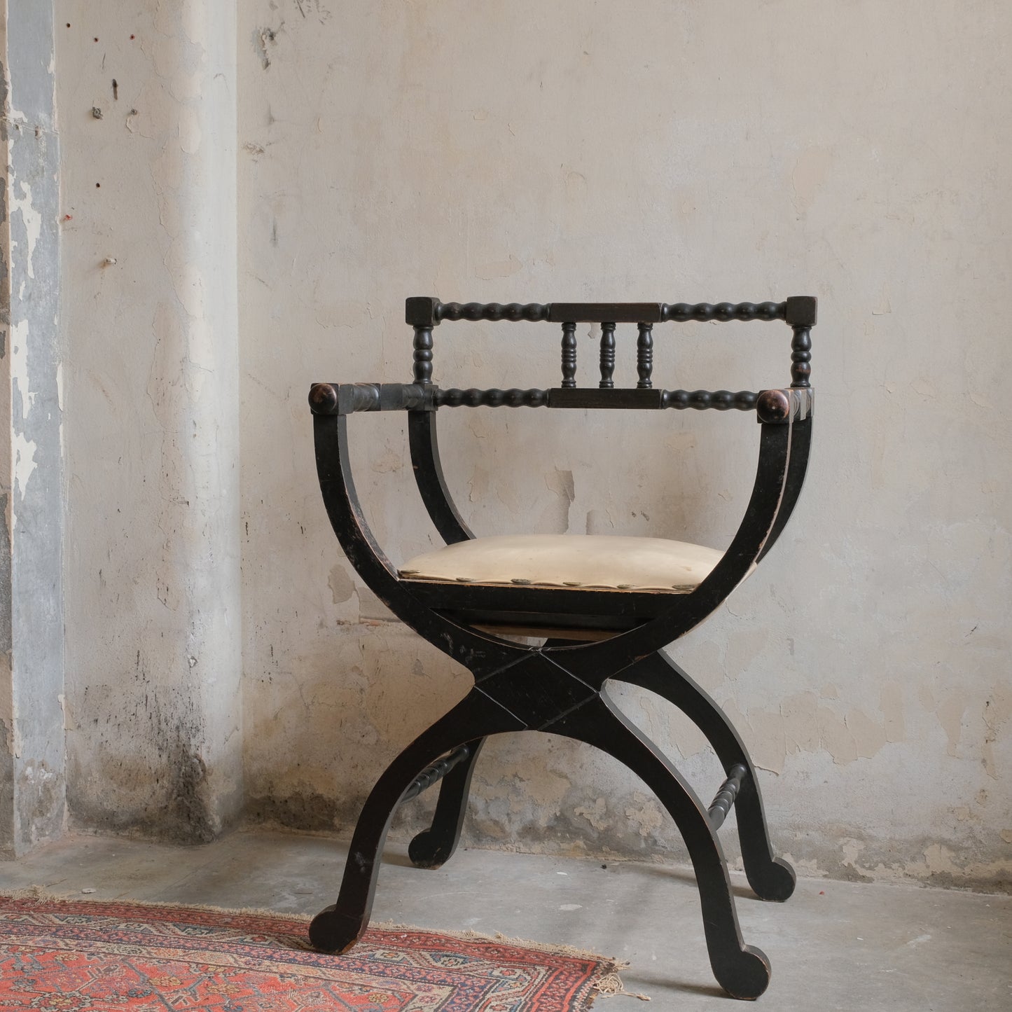 Ebonised x-Frame Bobbin Chair