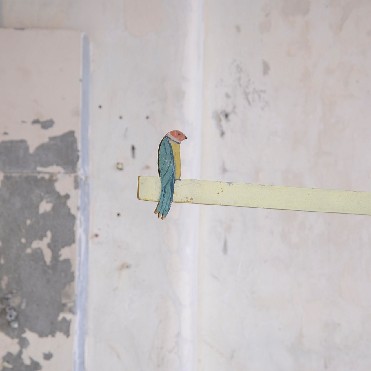 Naively Painted Parrot Towel Rail - estate made