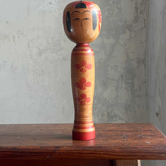 Traditional Japanese Folk Art Kokeshi Doll - Three Flowers