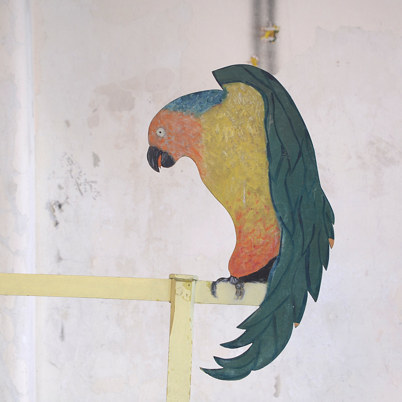 Naively Painted Parrot Towel Rail - estate made