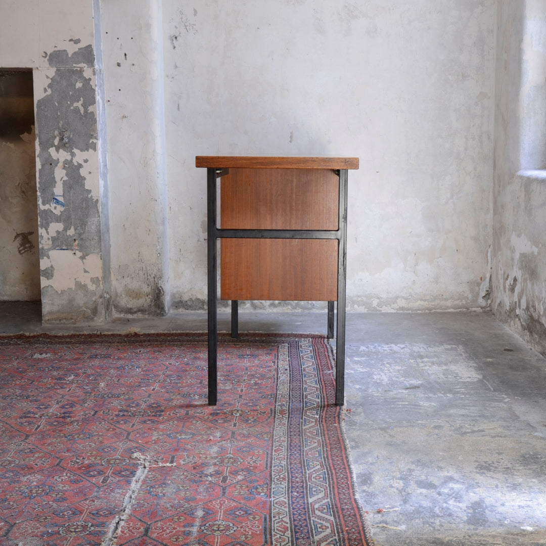 Mid-Century Wood & Steel Floating Desk