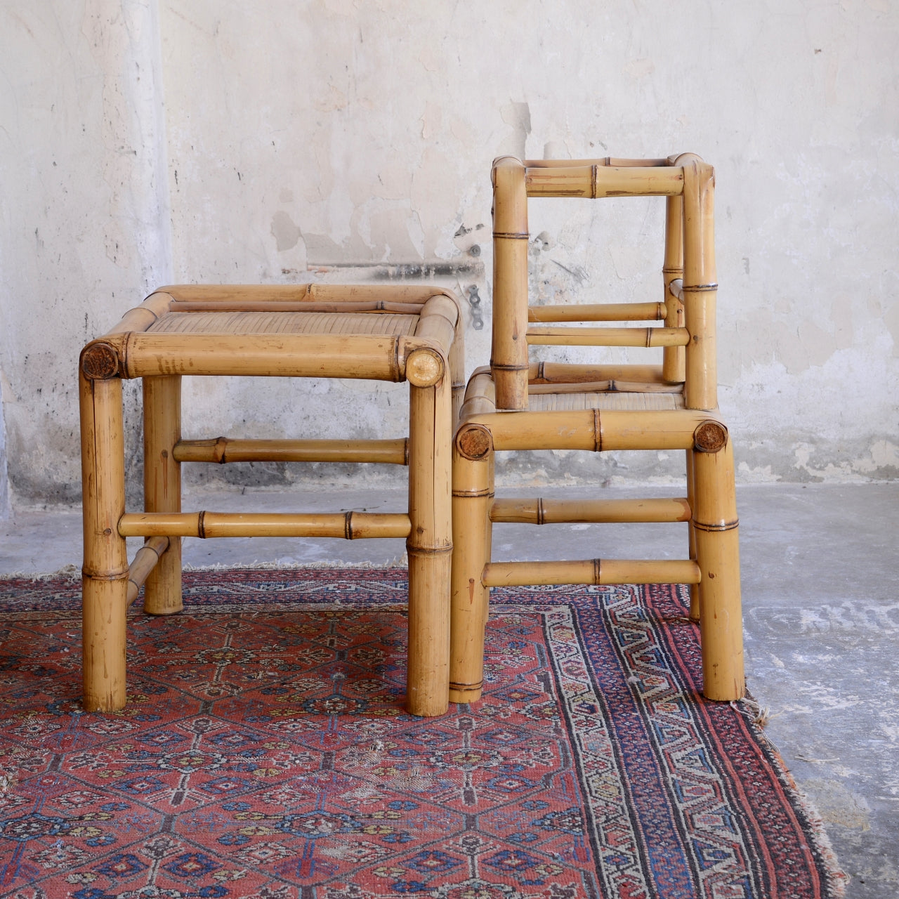 Mid Century Italian Bamboo Nest of Tables