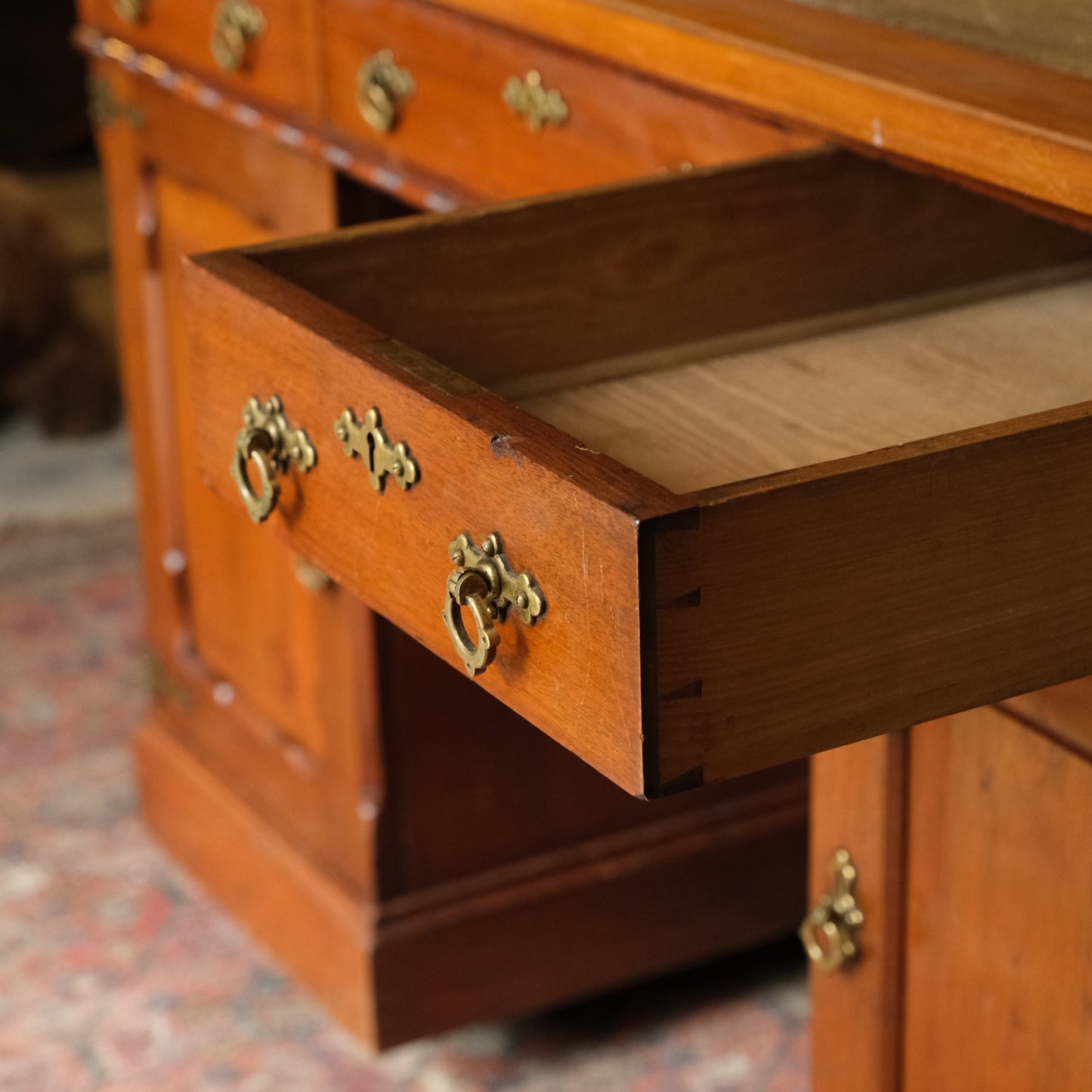 Antique Gothic Revival Mahogany Pedestal Desk