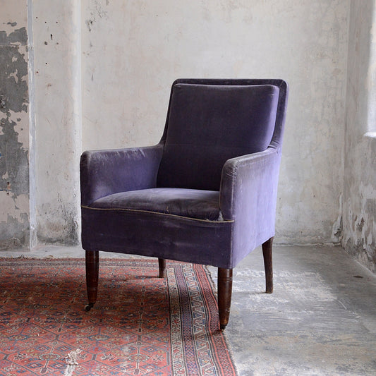 Late 19thC Velvet Square Upholstered Chair