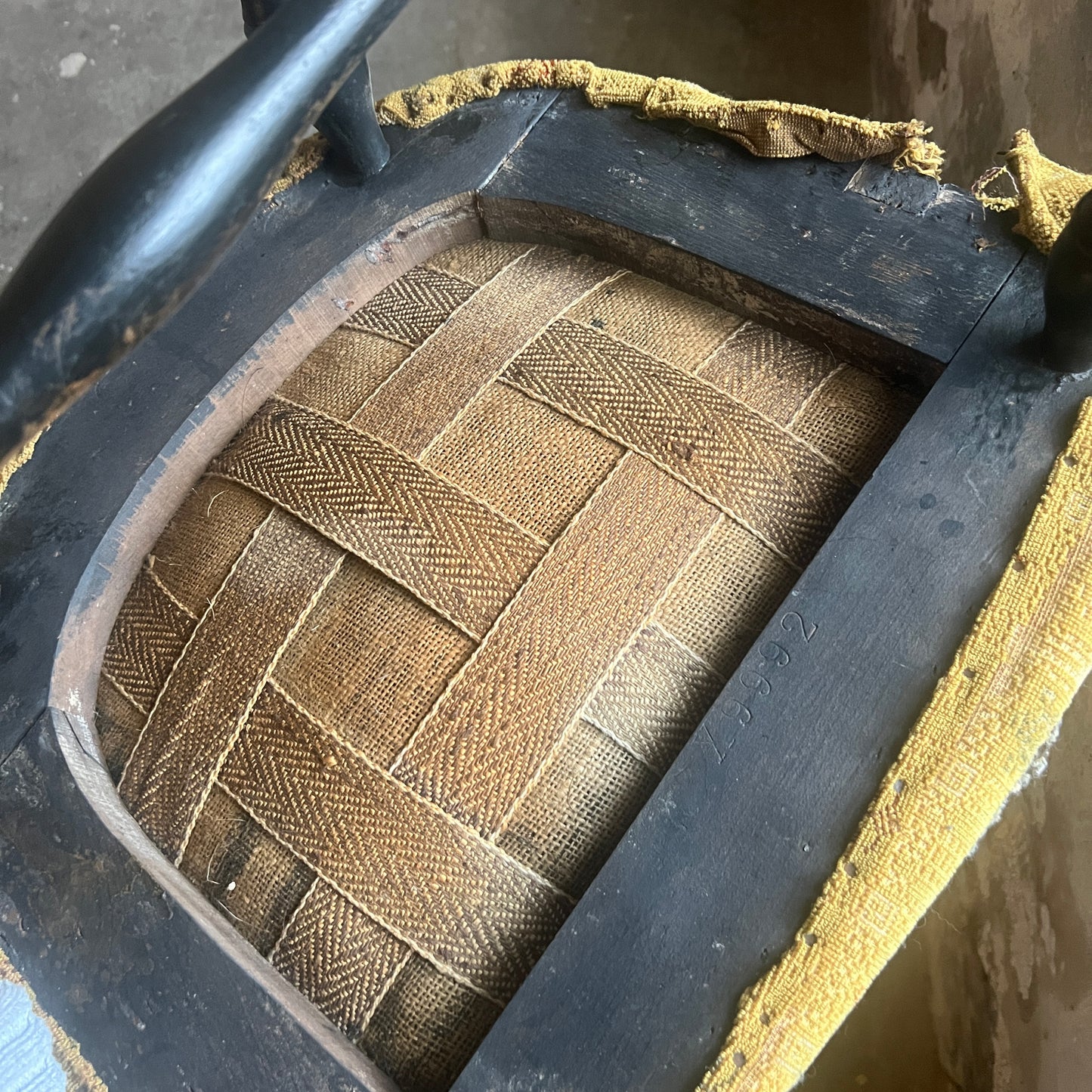 Unusual 19th Century Stick Back Ebonised Armchair