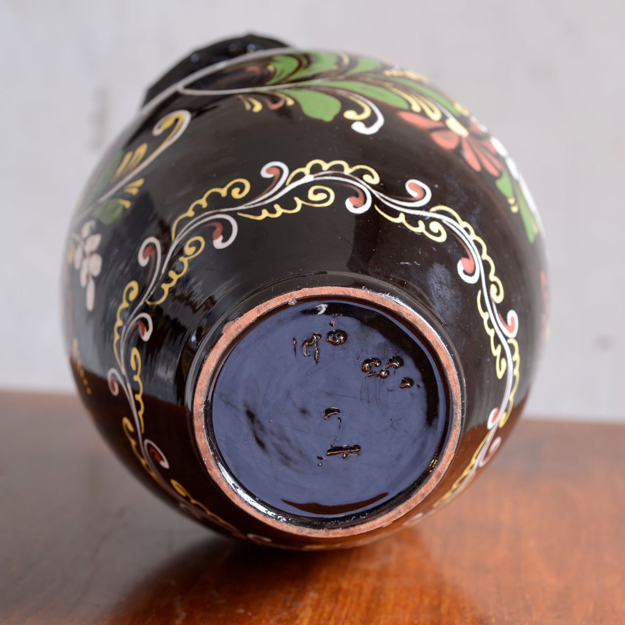 Hungarian Folk Art Slipware Twin Handled Vase