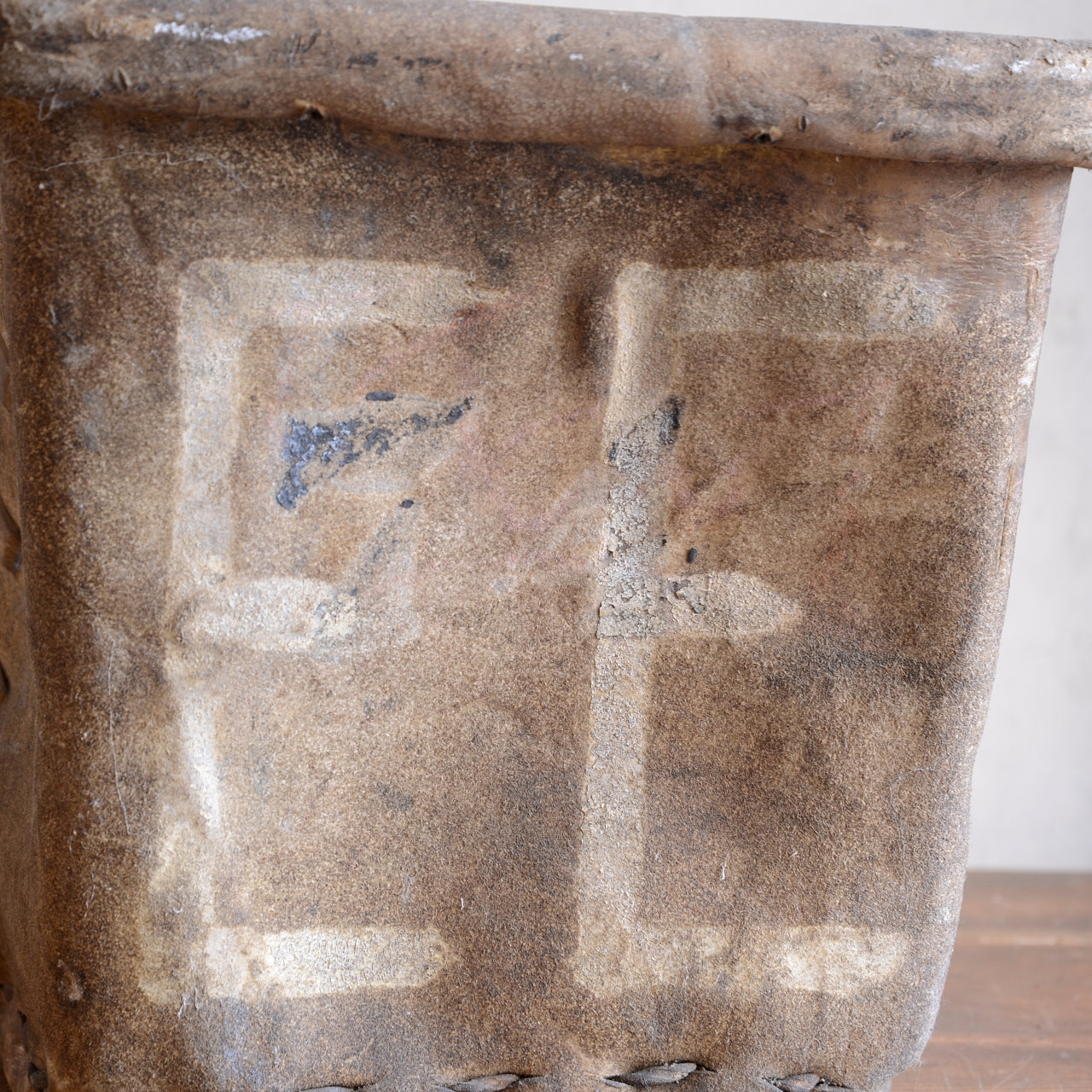 19th Century Buffalo Rawhide Mill Bucket - No 74/EE
