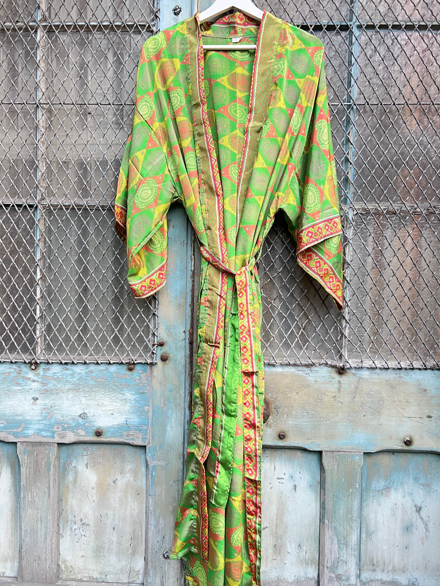 Long Vintage Silk Kimono - A