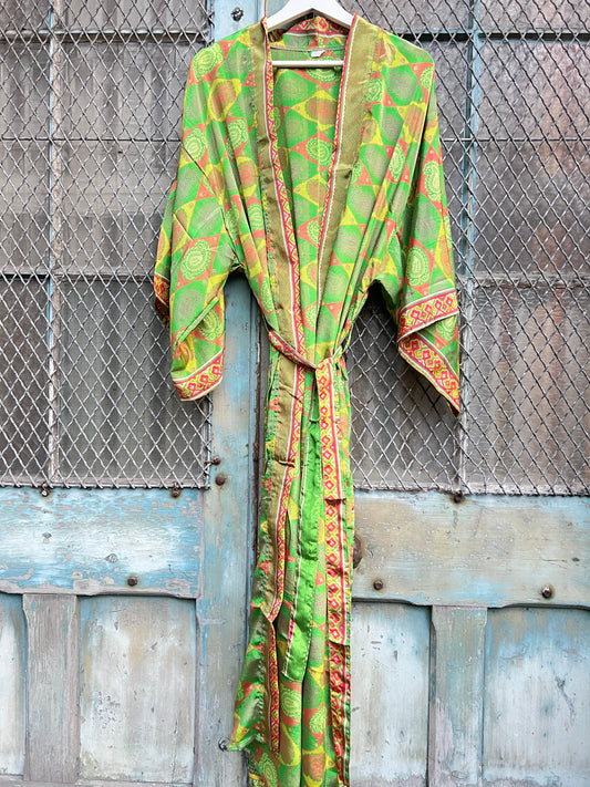 Long Vintage Silk Kimono - A