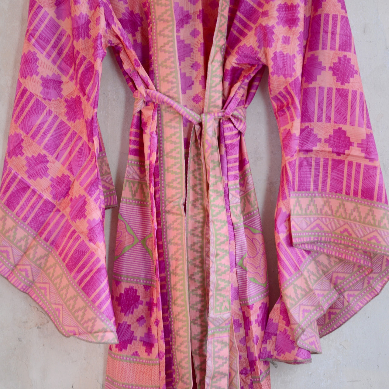 Vintage Silk Batwing Kimono - A