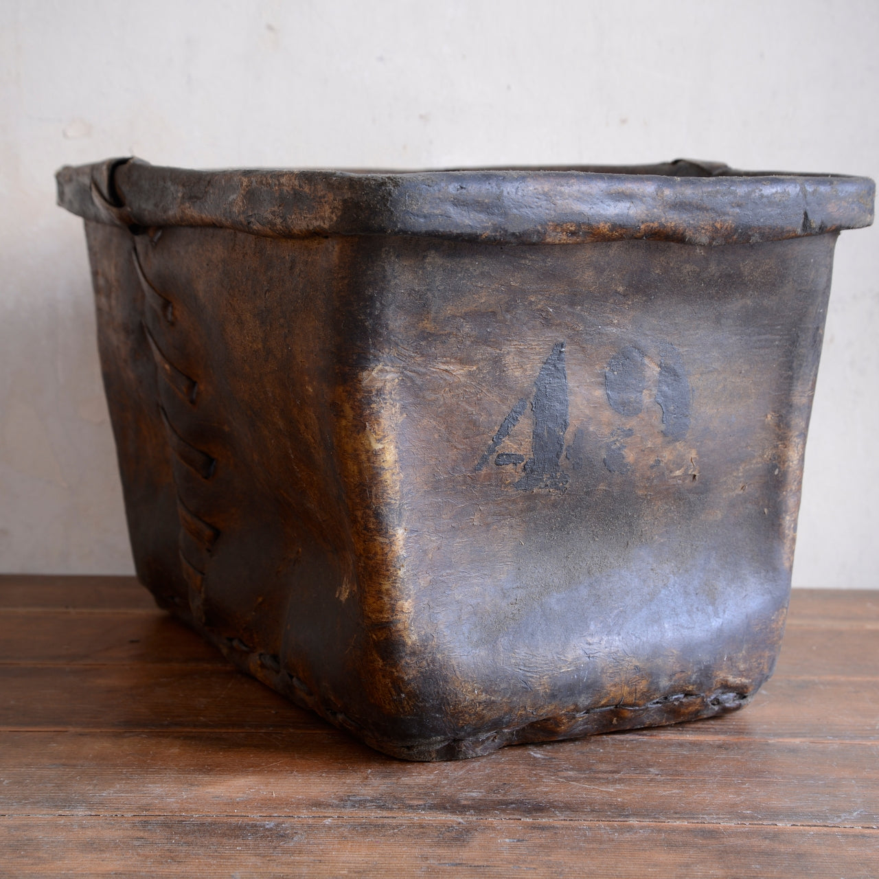 19th Century Buffalo Rawhide Mill Bucket - No 49